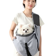 可調節透氣網眼設計 夏季防水面料 斜挎寵物揹包 小型犬貓適用, 灰色, 1個