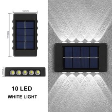 야외 방수 무드등 벽 램프 정원 마당 거리 발코니 테라스 데코용 상하 제어 태양광, 5. 10LEDs White, 1개
