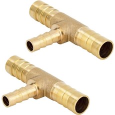 금속 가공 황동 환원 호스 바브 티 12인치 철조망 x 38인치 철조망 x 12인치 철조망 환원기 T-피팅 3방향 호스 커넥터2팩, 19mm x 16mm x 19mm_Pack of 2, 2개