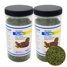 와이비 YB 거북이 사료 1000ml 350g 1L 1리터 먹이 밥 수생 반수생 거북이 면역력 강화 및 수질 오염 극소화 철분 첨가, 2개