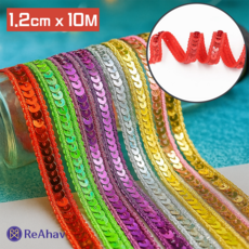 레아하브 샤인벨 스팽글 레이스 반짝이 리본, 1개, 레드