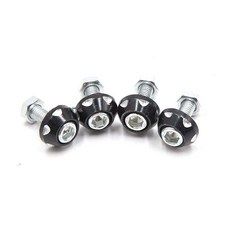 Uxcell 자동차 오토바이용 블랙 알루미늄 합금 장식 번호판 볼트 나사 4개 110913