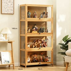 쿠리브 거실 진열장 다층 수납 선반 피규어 전시 수납장 원목색, 4단 70cm(334)