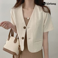 [키리앙] 레나 V넥 린넨 반팔 자켓