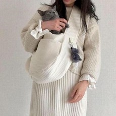 반려동물 애완동물 안전 이동 캔버스백 슬링백 포켓백 백 고양이 슬링백 장 강아지 가방 이동 애견 dew+231Ls, 아이보리_S