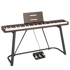 家用電子鋼琴 88鍵全音域 成人/學生/新手適用 靜音彈琴 雙色可選, 棕色, 1個, 5290電鋼琴【專業級】