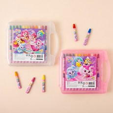 슈팅스타 캐치티니핑 시즌5 크레파스 초등학교 미술 수업 준비물, 핑크, 1개, 24색