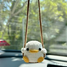 모리포켓 룸미러걸이 차량용 자동차 인형 악세사리 차걸이 꾸미기, 1개, 오리화이트