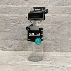美國 Camelbak eddy Flip Straw 750ml多水吸管水瓶 運動水瓶 水壺 贈海綿清潔刷, 晶透白, 1個