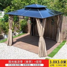 테라스 선쉐이드 차광막 썬쉐이드 그늘막 1.5m 차양막 3m, 1, R. 업그레이드 3x3m 천막+이중 커튼