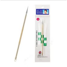 芳齡粉刺針 超尖細去黑頭針去痘痘針暗瘡擠痘痘工具雙頭挑痘針美容針, 1個, 金色 （長約12cm）美容院專用