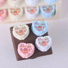 음식 모형 4PCS 인형 집 미니어처 놀이 미니 시뮬레이션 입체 생일 파티 케이크 장식 액세서리 장난감, 옵션01) 4pcs mix