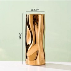 維尼好物 電鍍金色褶皺花瓶 陶瓷插花裝飾, 電鍍銀金色, 電鍍銀金色