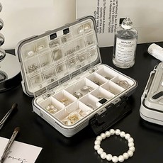 휴대용 다기능 쥬얼리 박스 여행용 액세서리 보관함 귀걸이 반지 목걸이 정리 케이스, 1개, L-회색-30격