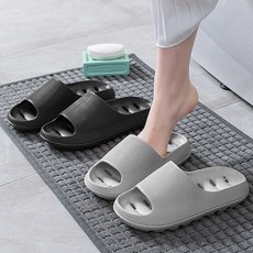 Mushikine基本防滑排水浴室拖鞋 2雙, 灰色+黑色