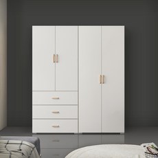 [케이컴퍼니본사] LPM 이음1600장롱세트CD(3서랍옷장+긴문장), 화이트