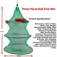 바다 낚시용 다층 어망 가방 플로팅 볼 부력 장치가 내구성 나일론 낚시 장비, 5. 플로팅 볼 3개 50cm*70cm