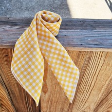 체크 노랑 (손수건 스카프) 미니 쁘띠 스카프 국산 아사 면 여성 손수건 다양한 디자인 가성비