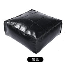 美式復古油蠟皮方形坐墊, 黑色-九宮格款【油蠟皮材質】