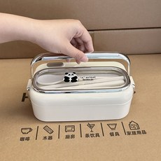 不鏽鋼分隔保溫便當盒，上班族便攜餐盒，微波加熱防漏雙層, 1個, 【304防漏保溫飯盒】單層白銀色