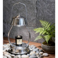 AcB 融蠟燈 復古油燈造型 香氛蠟燭暖燈, 電鍍鍍鉻色(送兩顆燈泡),調光器+定時器, 電鍍鍍鉻色