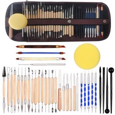 37件套陶泥工具 泥塑木質雕刻工具 硅膠橡皮筆塑料花瓣軟陶泥工具, 1個