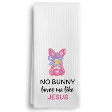 Qeheb Chinoiserie Bow Easter Bunny Kitchen Towels Bunny Gifts Women Dish Tea Towels Rabbit Gifts B, 크리스찬