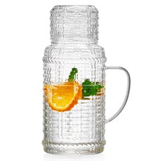 뚜껑과 스파우트가 있는 68OZ 유리 피처 물통 온수/냉수용 2000ml 카라페 커피 주스 홈메이드 음료용 대형 스티 피처(텍스처), Vintage, 68 Ounces