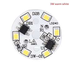 220V LED 전구 패치 램프 SMD 플레이트 원형 모듈 광원, 12 3w warm white