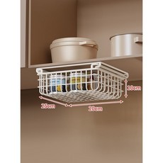 懸掛式廚房收納籃：免釘櫥櫃紙巾架、調味料分層置物架，多功能掛鉤設計，宿舍收納神器, 1個, 白色中號