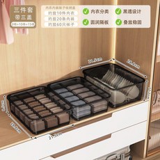 嘉居 透明內衣收納盒 衣櫃分格防塵儲物, 1個, 10格內褲盒 單件套1蓋,透明黑 母嬰級-呵護隱私, 透明黑