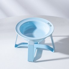 bd 護頸高腳陶瓷寵物碗，防黑下巴飛碟飲水碗, 1個, CUTE PETS飛碟碗(藍色）+增4