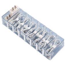 充電線收納盒 壓克力材質 防塵多格收納, 透明色, 1個