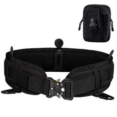 戶外多功能戰術腰封套裝尼龍蛇加厚腰帶，模組化全套腰封，耐磨耐用，戶外運動適用, 黑色腰封+腰帶+包, 1個