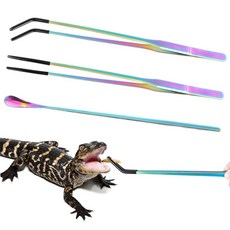 LveSunny 3피스 스테인리스 스틸 파충류 먹이 집게 핀셋 세트 26.9cm10.6인치 직선 및 곡선형 고무 팁 파충류용 수유 집게 수족관 테라리움용 액세서리 1413, LveSunny 3피스 스테인리스 스틸 파충류 먹이 집