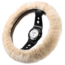 Andalus Australian 양가죽 울 핸들 커버 여성 및 남성용 - 범용 38.1cm(15인치) 핸들 및 액세서리 - 차량용 친환경 휠 커버 - 자동차 액세서리(모카), 펄