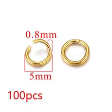 100-200 개/몫 Diy 쥬얼리에 대 한 3/4/5/6/7/8/10mm 스테인레스 스틸 골드 도금 점프 링 커넥터 액세서리, 03 Gold 5mm100pcs