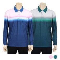 남자 카라 스트라이프 긴팔 티셔츠 스판