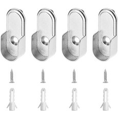 지오제르미 4팩 타원형 옷장 막대 끝 지지대 장착 구멍 1개 브래킷 홀더 15x30mm 막대에 적합 옷장용 폴 소켓 플랜지 광택 크롬 마감, 4, 1 Mounting Hole