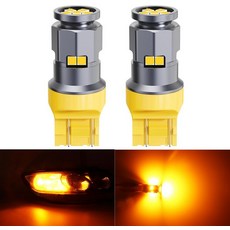 PHINLION 7440 7443 LED 후진 전구 백업 DRL 턴 시그널 주차등을 위한 초밝은 T20 W21W 7441 7444 교체 6000K 제논 화이트 2팩, Amber Yellow