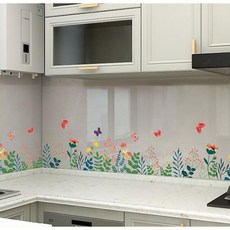 투명 주방오염방지시트지 3Mx60cm 꽃 주방투명시트지