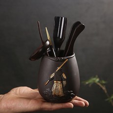 龍泉手工青瓷茶葉罐 大碼儲存罐 陶瓷茶具 便攜普洱茶密封罐 大號送禮 家用防潮儲物罐 中式陶瓷茶罐, 齊天大圣（黑檀木六君子）, 1個