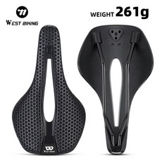WEST BIKING 3D 프린팅 자전거 안장 초경량 나일론 EVA 레이스용 MTB 로드자전거 인체공학적 통기성 시트 사이클링 액세서리, 1개, Black