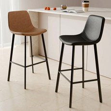 하루꿈 홈바 의자 다이닝 아일랜드 인테리어 업소용 바텐 높은 가죽 식탁 바 체어 2p 세트, 2개, 브라운