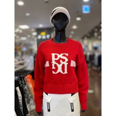 5F [신사] 파사디 골프 여성 크롭 하찌 라운드넥 KP 스웨터 레드 P23FKP318M