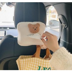 차량용 유모차 티슈케이스 휴지걸이 휴지수납함, 브라운, 1개