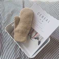 kiki 可愛兔毛手套冬季韓版 羊毛線全指保暖加絨加厚 日系保暖手套 冬天手套