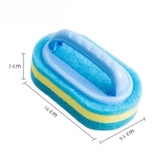 주방 욕실 변기 청소 매직 스폰지 유리 벽 브러시 핸들 세라믹 창 슬롯, 02 Blue, 01 L, 01 Blue