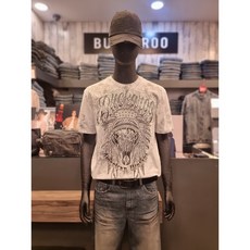 버커루 남성 프리미엄 20수 싱글 빈티지 스컬 아플리케 반팔 티셔츠 01 B252TS392P