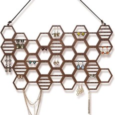 벌집 귀걸이 정리함 벽걸이형 디스플레이 스터드용 목재 걸이형 보석 목걸이